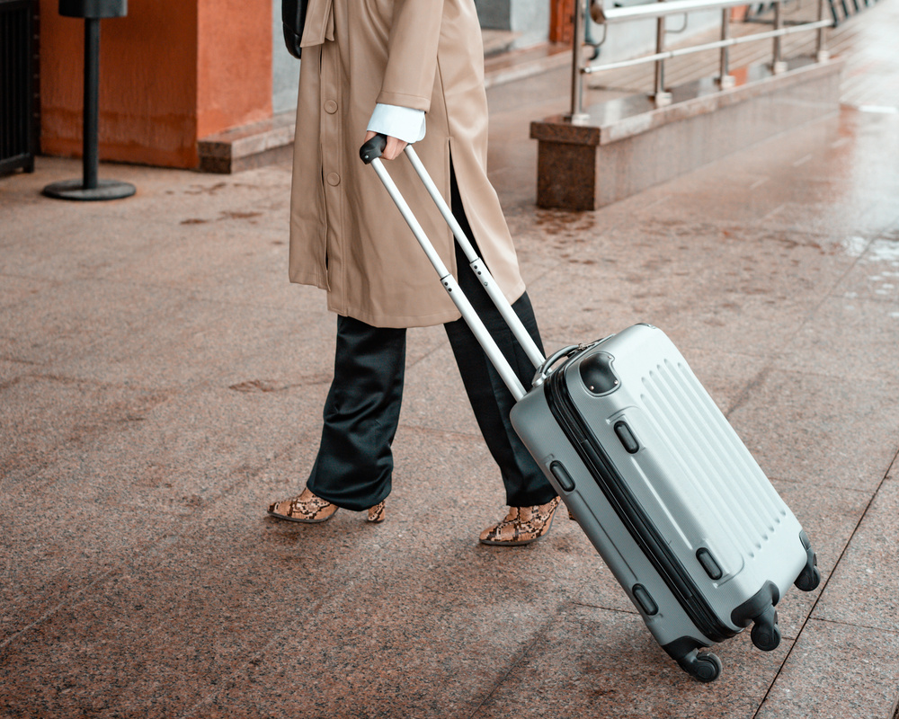 A Person Holding a Luggage